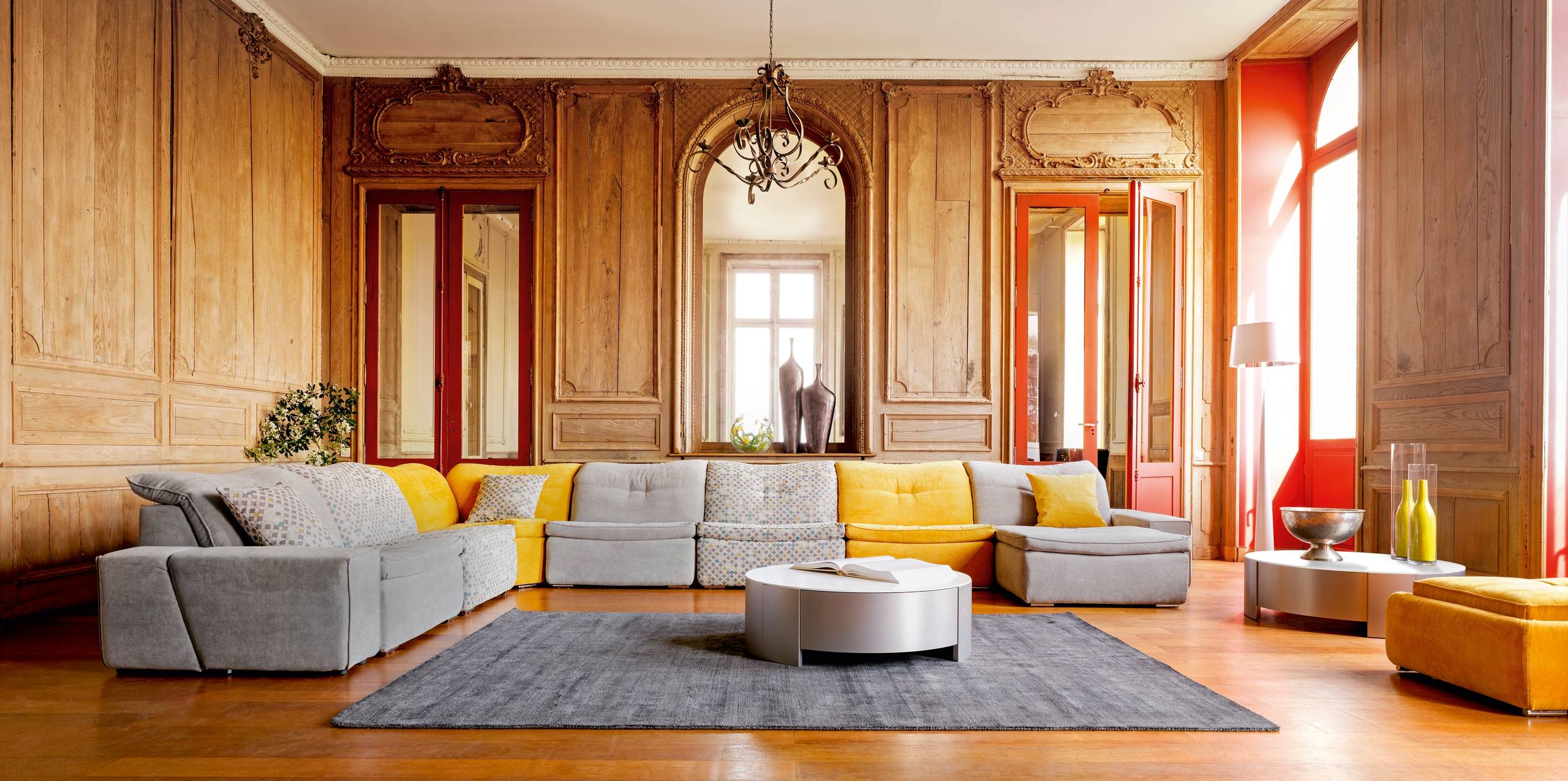 Living Room Orange Theme Combination