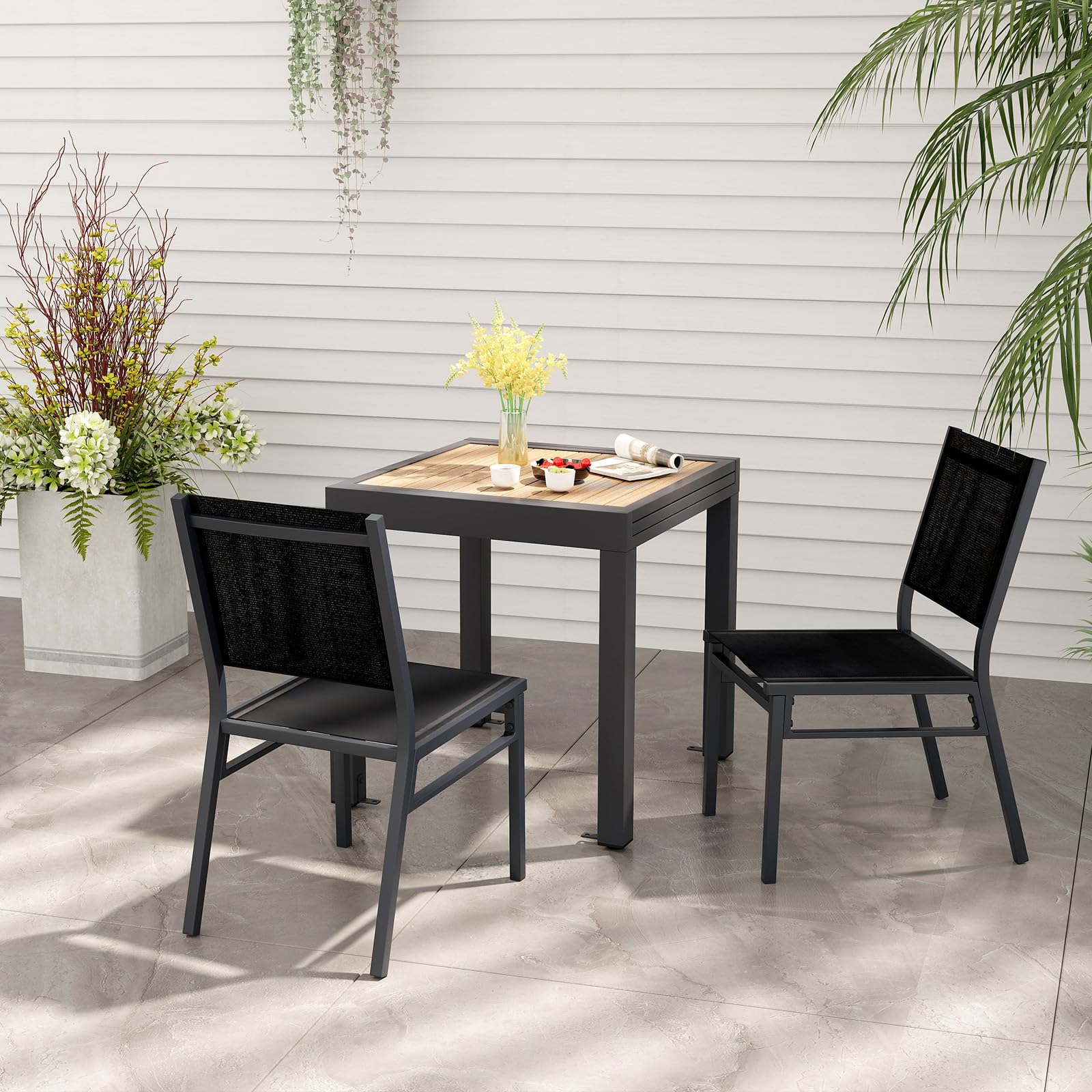Sleek & Modern. Armless Outdoor Dining Chairs for Contemporary Patio Designs