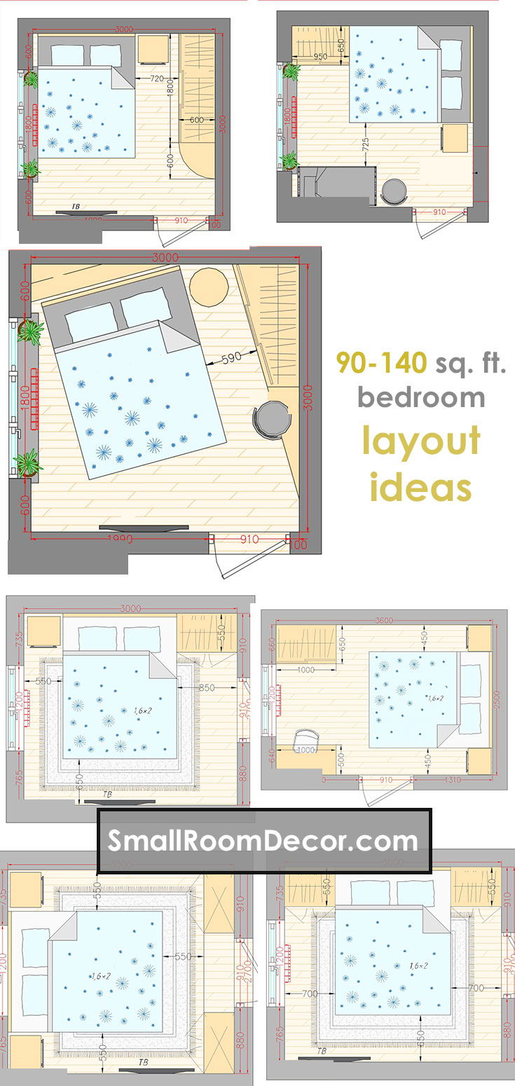 16 Standart And 2 Extreme Small Bedroom Layout Ideas [From 65 To 140 Sf] in Genius Bedroom Layouts for Limited Square Footage