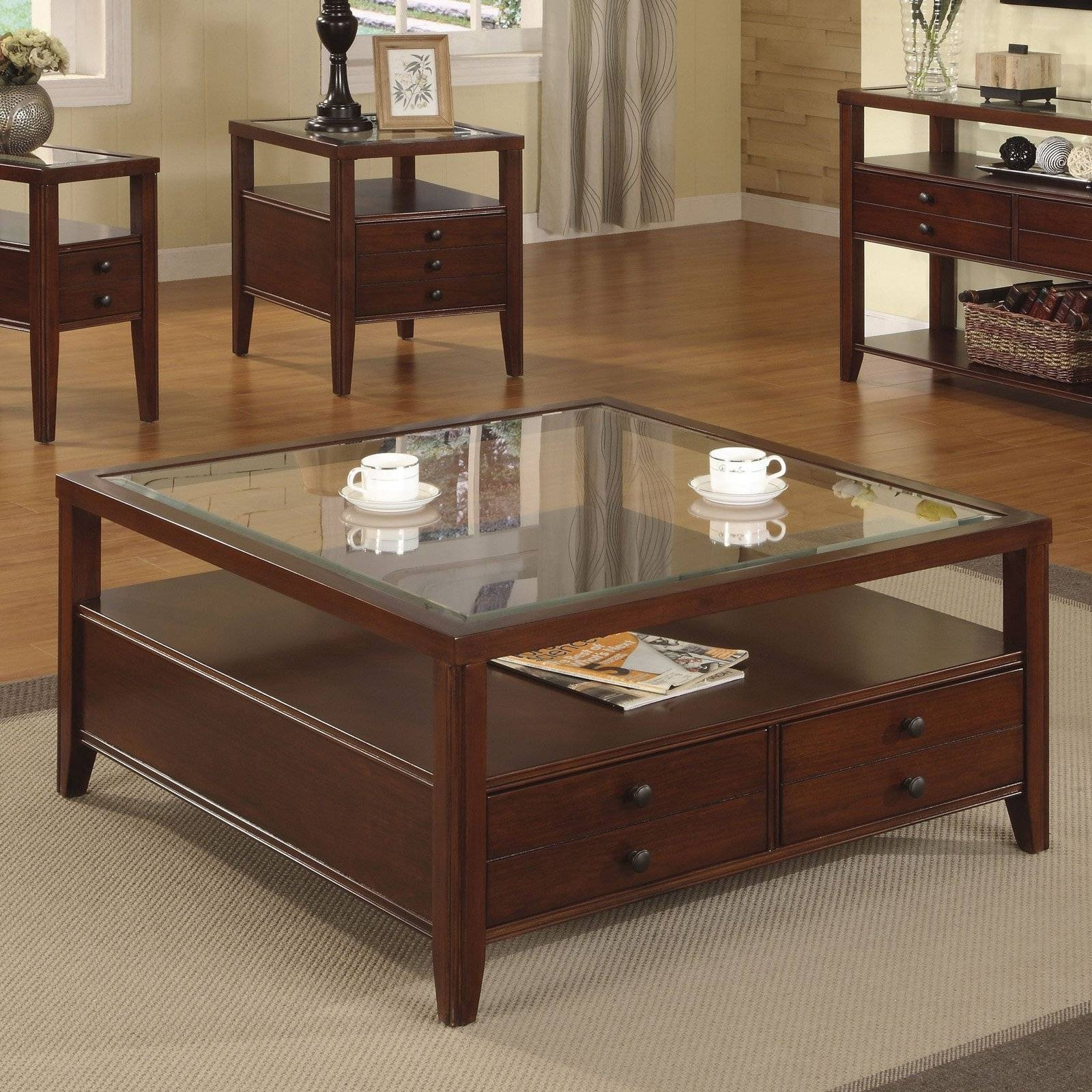 2019 Popular Dark Wood Coffee Tables With Glass Top regarding Dark Wood Coffee Table With Glass Top