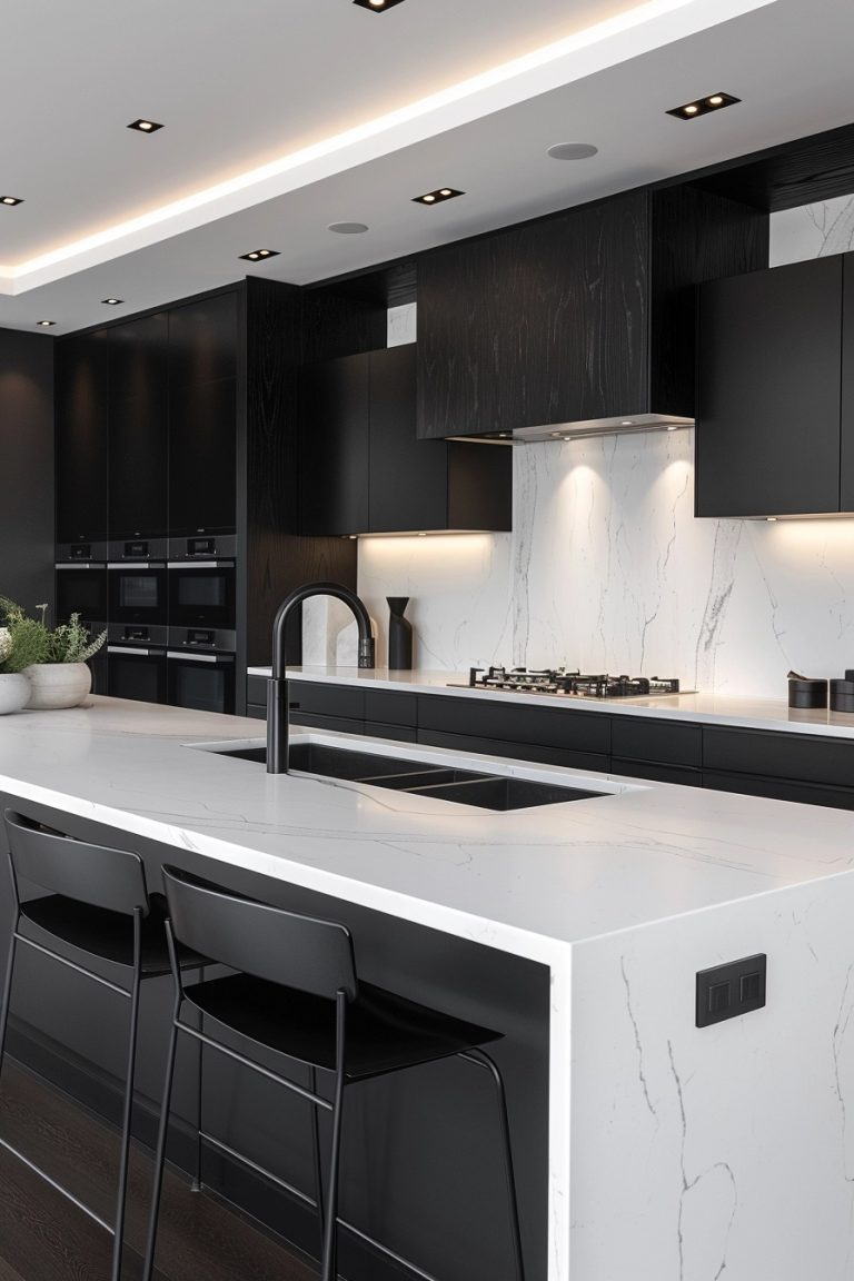29 Black And White Modern Kitchen Ideas For A Stunning Makeover ... for Mastering the Art of Timeless Black and White Kitchen Design