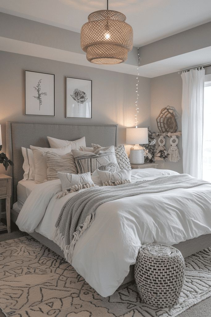 29 Grey Boho Bedroom Ideas | Bedroom Interior, Grey Bedroom Decor ... with From Moody to Bright How to Nail Grey Bedroom Aesthetics