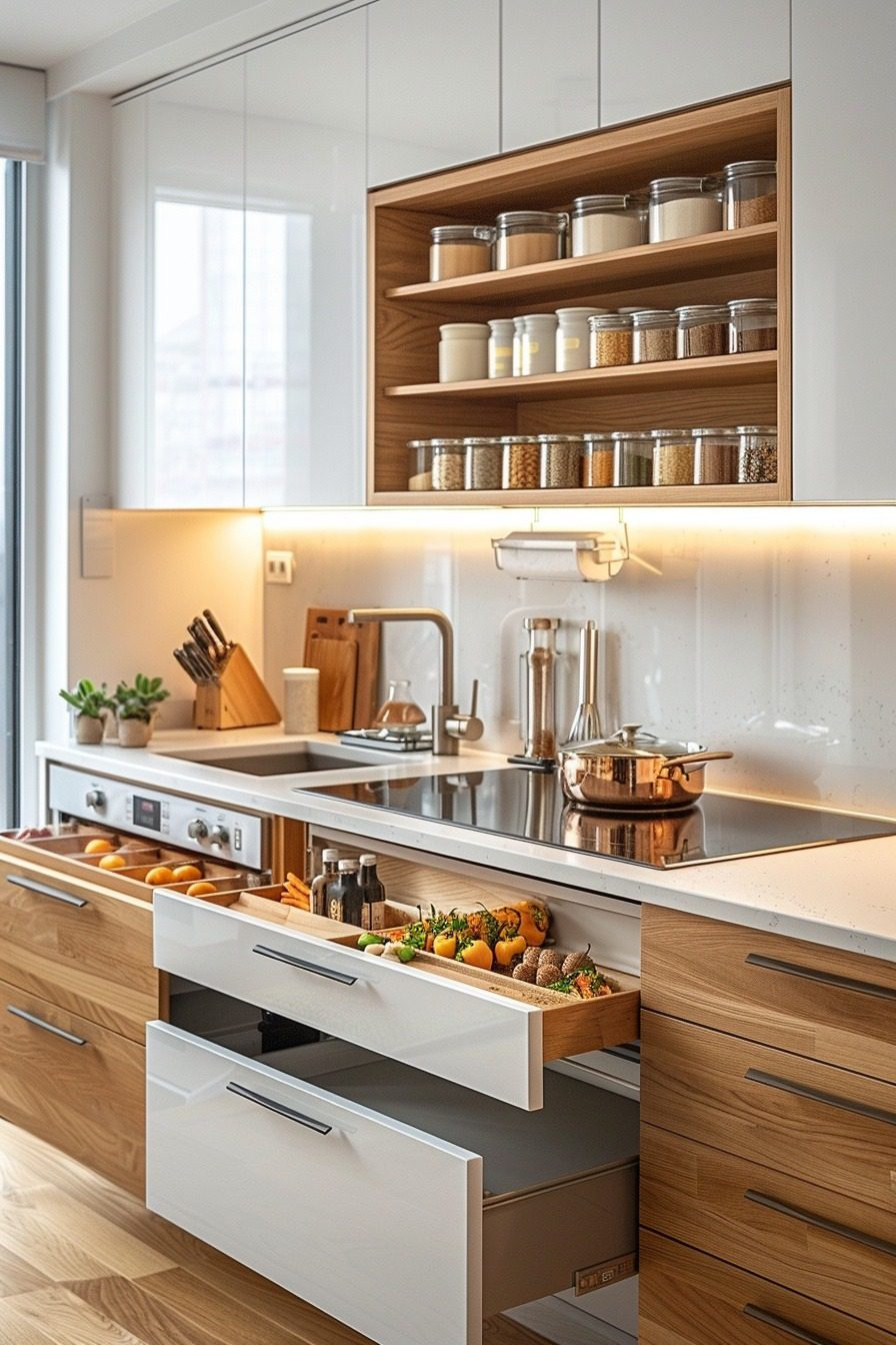 29 Tiny Apartment Kitchen Ideas For Smart, Space-Saving Designs ... intended for Smart Storage Solutions for Tiny Apartment Kitchens