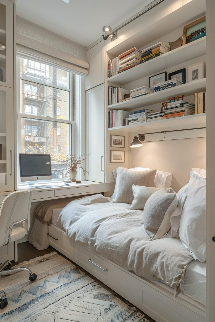 29 Tiny Bedroom Ideas To Maximize Your Space - My Elegant Home with
