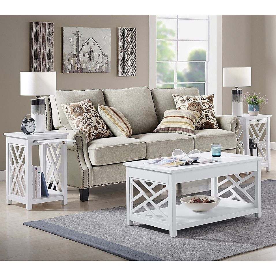 3-Piece Coffee Table And End Table Set In White - Bring A Fresh ... for Beyond the Coffee Table Understanding Wood Dining Table Placement in Living Rooms