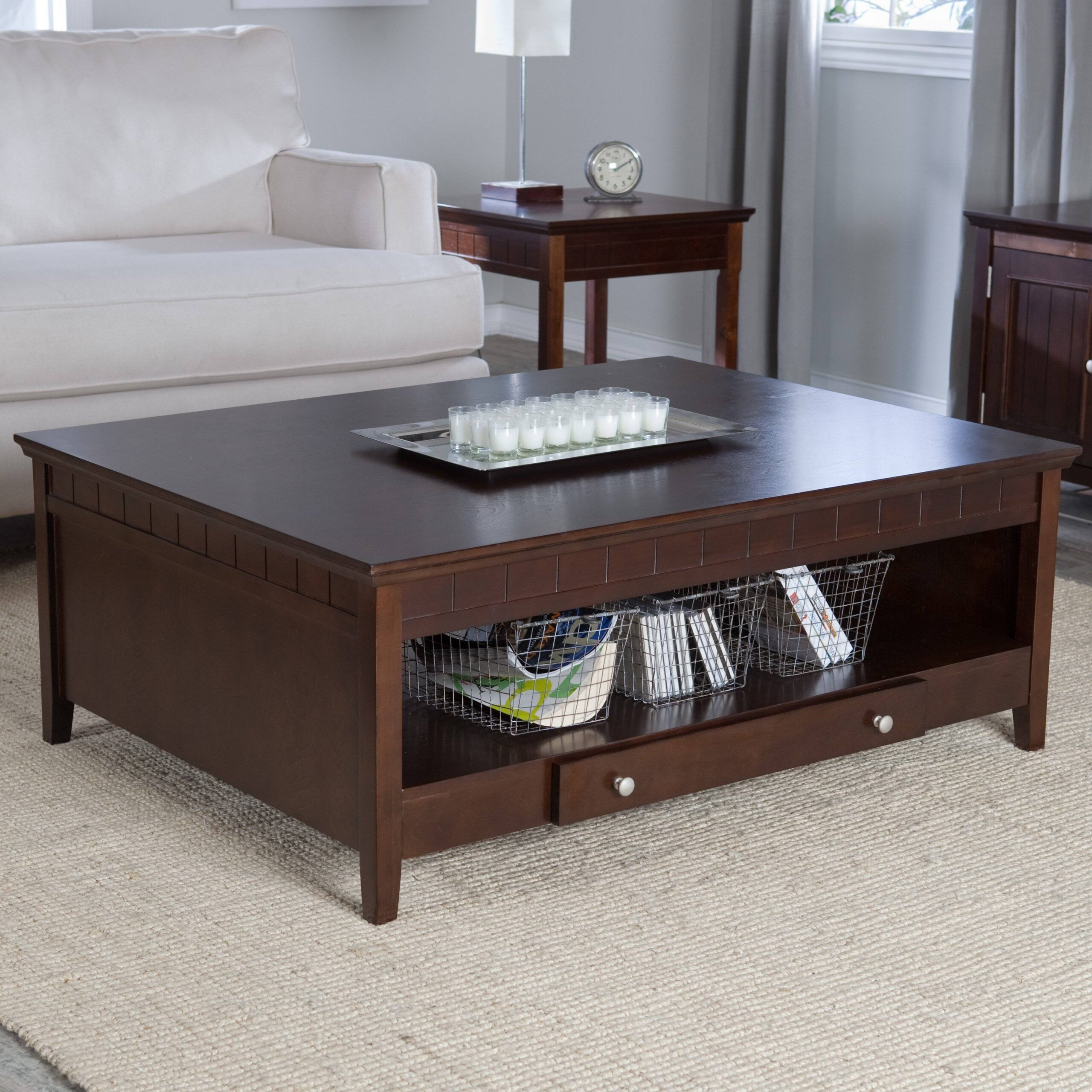 30 Best Collection Of Square Dark Wood Coffee Tables for Elevate Your Living Room with a Dark Wood Coffee Table Featuring Drawers