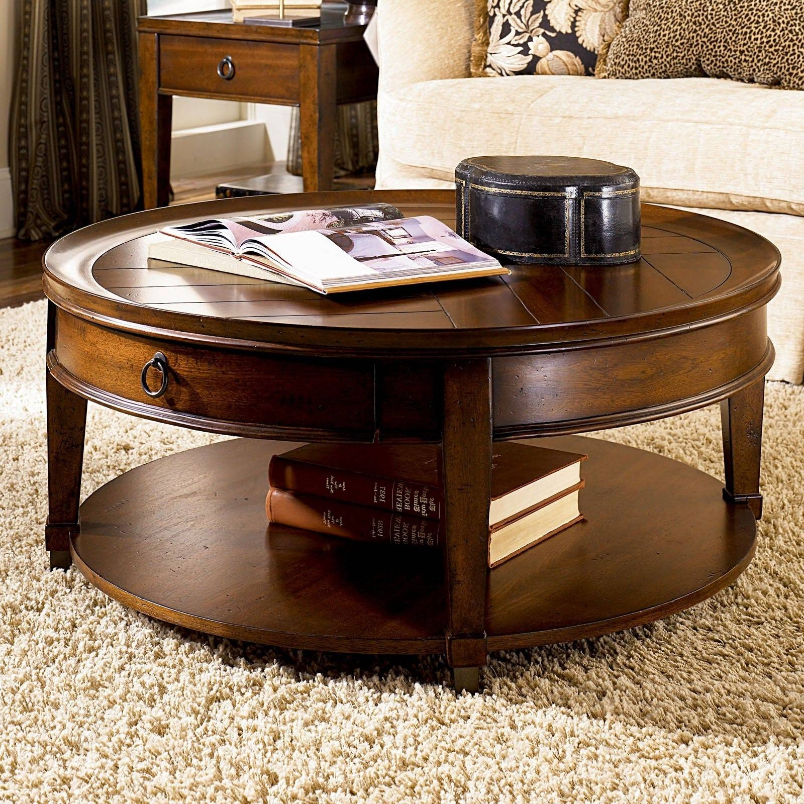 30 Inspirations Dark Wood Round Coffee Tables regarding Dark Wood Coffee Table With Drawers
