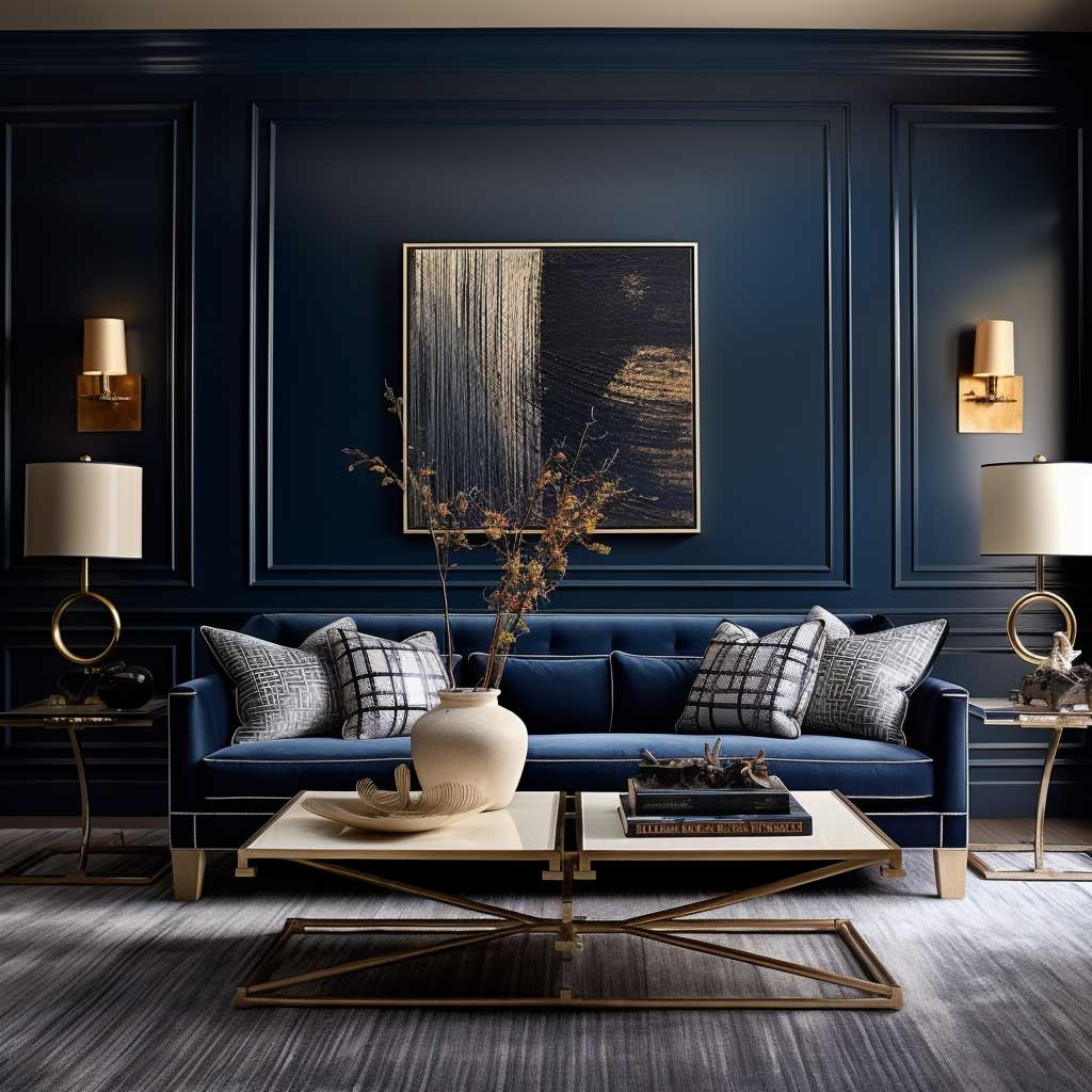 4+ Navy Living Room Themes For A Sophisticated Touch • 333+ Images ... within Unveiling the Allure of Navy Blue and Gold Living Rooms