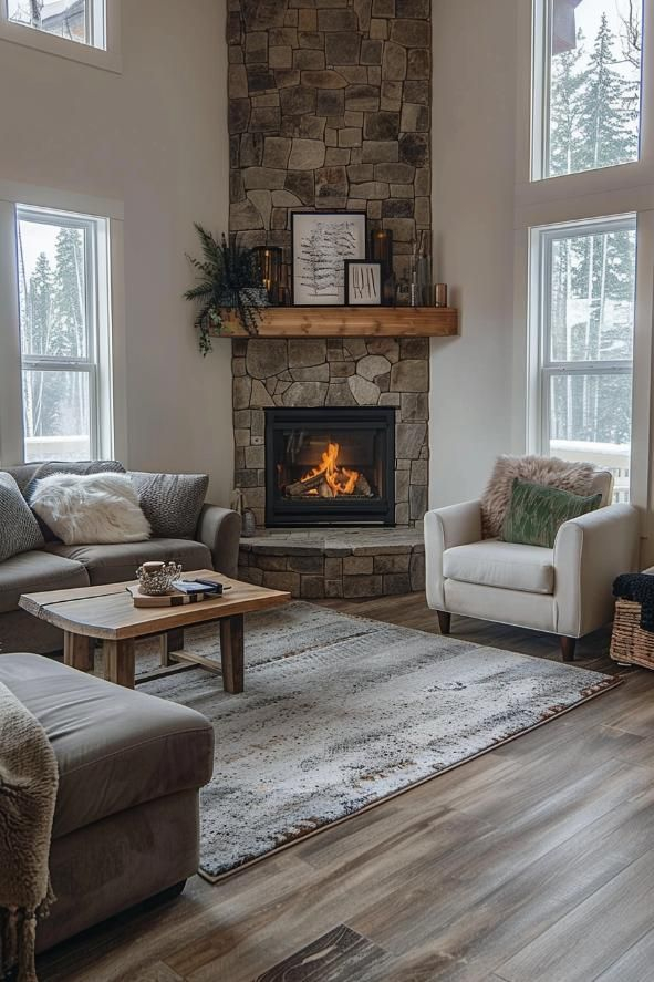 40 Corner Fireplace Ideas To Enhance Your Home's Cozy Corners | Corner ... for Transforming Your Living Room with a Corner Fireplace Design