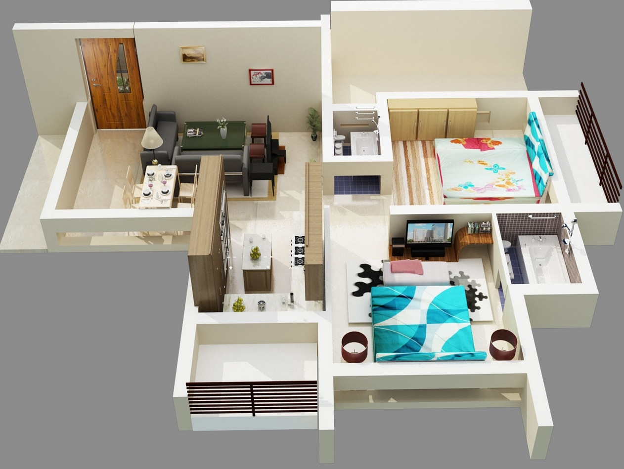 50 Two &quot;2&quot; Bedroom Apartment/House Plans | Architecture &amp;Amp; Design within Creating a Beautiful and Practical Two-Bedroom Layout