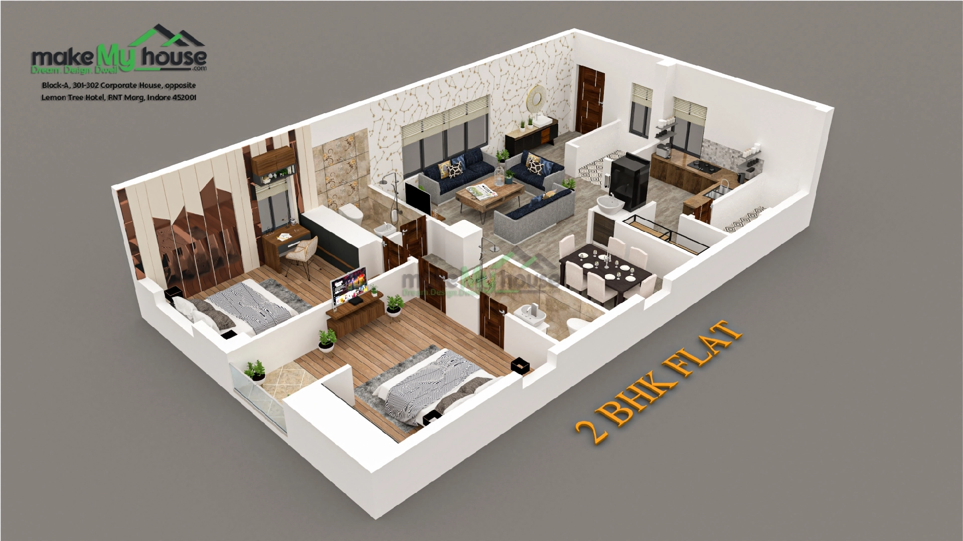 6 Stunning 2 Bedroom House Plan | Make My House regarding