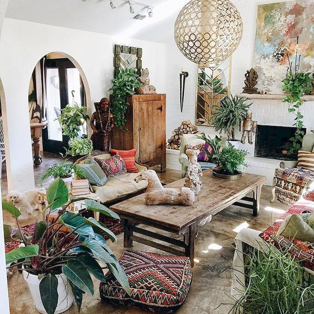 60 Cozy Bohemian Style Living Room Decorating Ideas In 2020 | Bohemian ... with Bohemian Interior Design Ideas