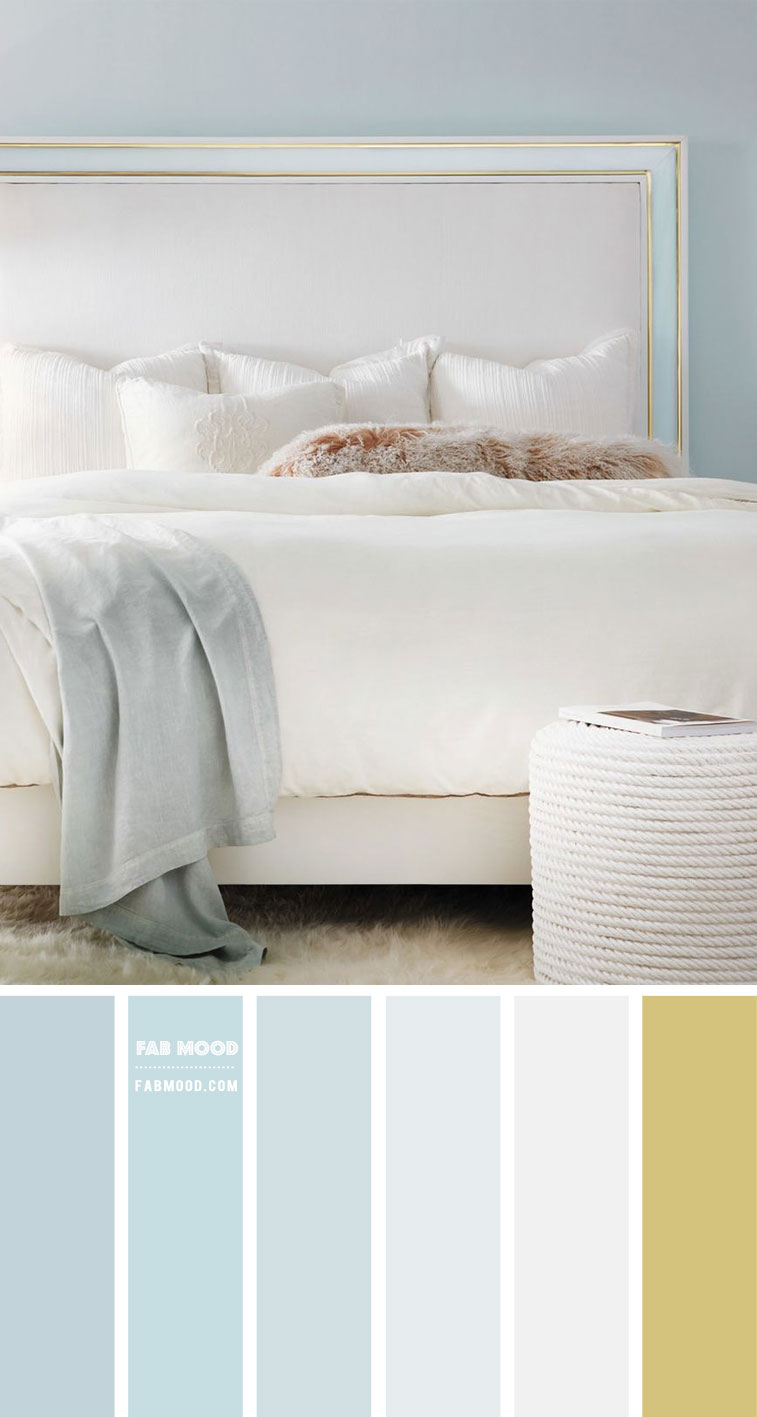 7 Calming Color Palettes For Bedroom - Baby Blue And Gold Bedroom within From Calming Blues to Vibrant Hues Your Bedroom Color Guide