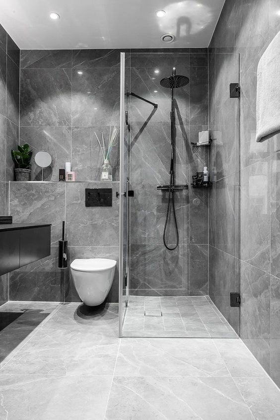 83 Trendy Grey Bathroom Designs - Digsdigs in Elevate Your Bathroom with Timeless Grey and Black Design Concepts