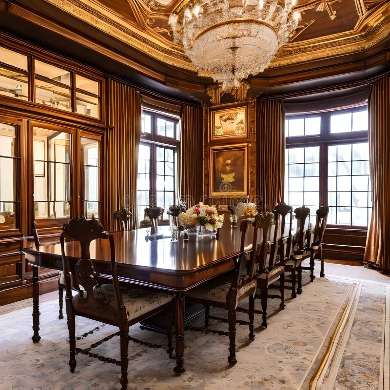 A Classic, Victorian-Era Dining Room With Elegant Woodwork, A Grand ... throughout From Intimate Dinners to Grand Gatherings Dining Tables With Two Leaves Explained