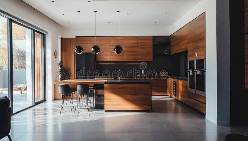 A Modern Kitchen In A Modern Home Blends Sleek Design With ... for
