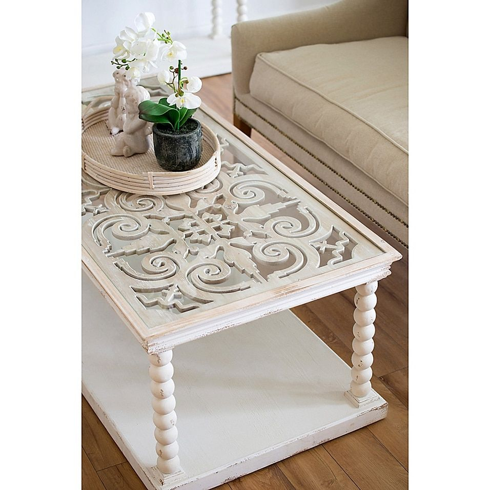 A&amp;Amp;B Home Wood Coffee Table In Antique White | Bed Bath &amp;Amp; Beyond ... intended for Beyond the Coffee Table Understanding Wood Dining Table Placement in Living Rooms