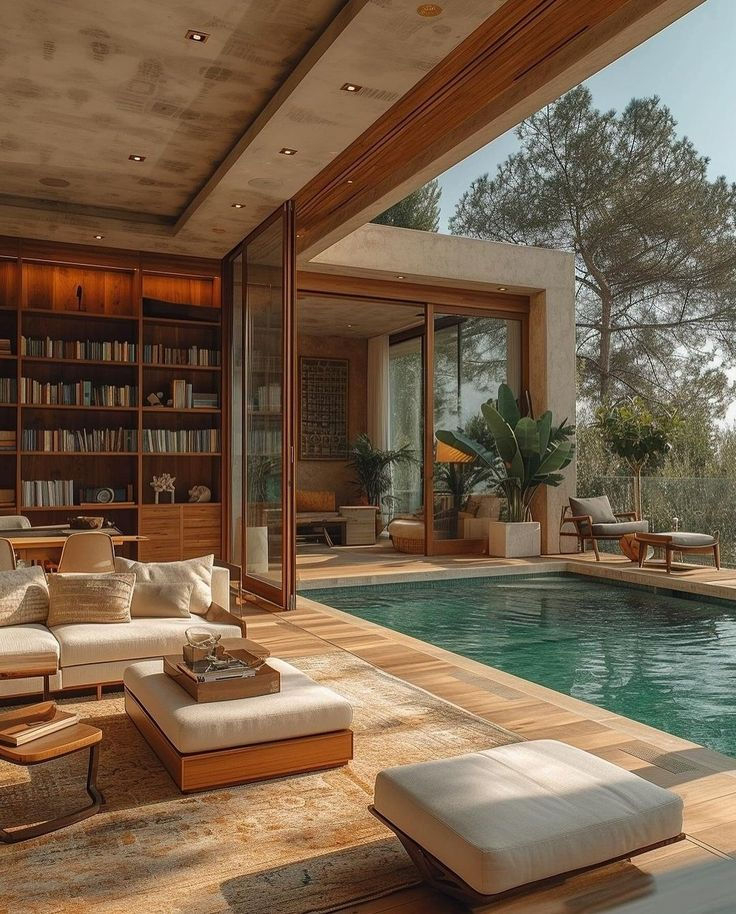 Aesthetic Pool Home Design Living Space | Pool House Interiors, Indoor ... pertaining to Discover Elegant and Practical Pool House Interior Design Solutions