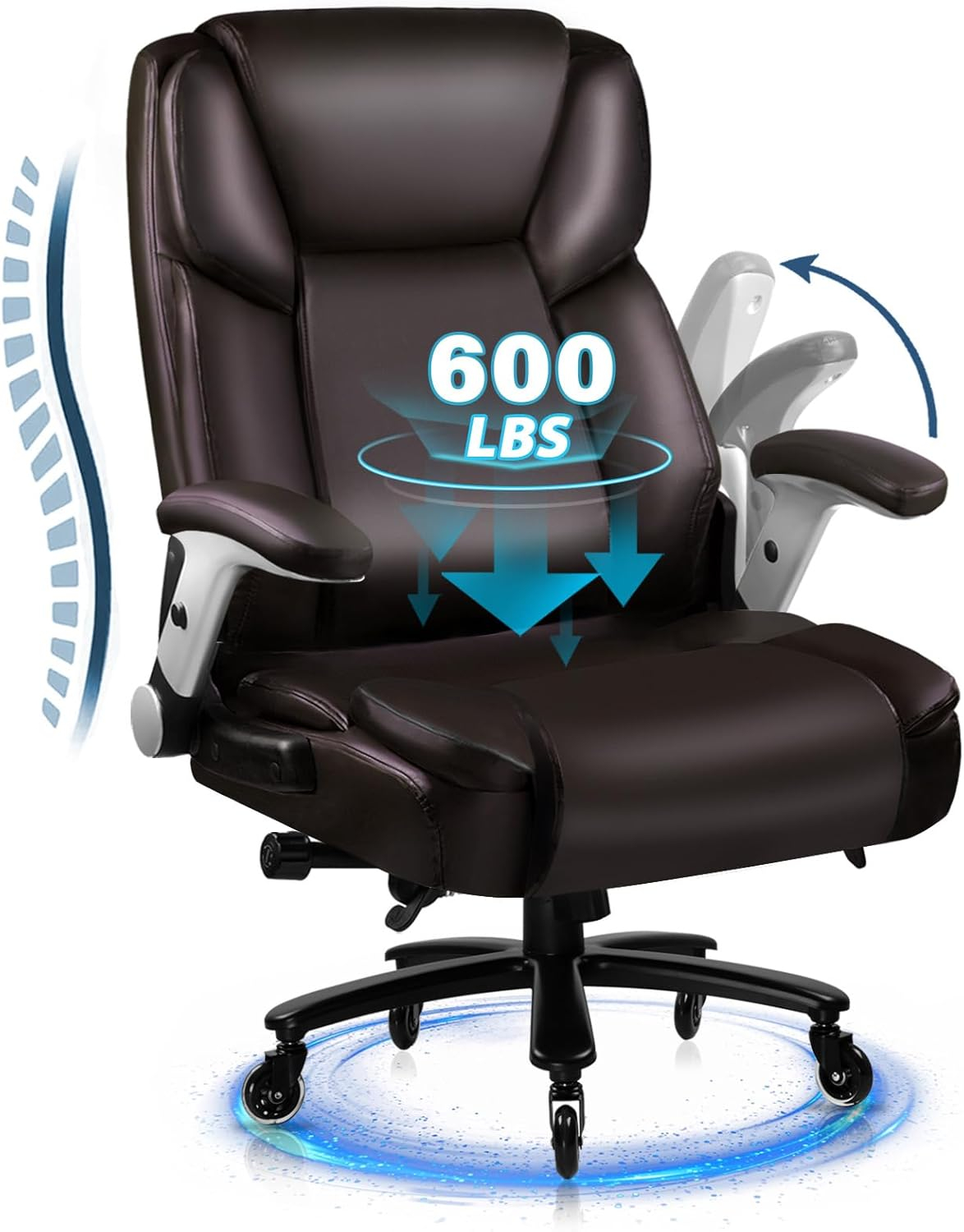 Amazon.com: Big And Tall Office Chair 600Lbs, Heavy Duty Executive ... for The Ergonomic Essentials for Big and Tall Office Seating