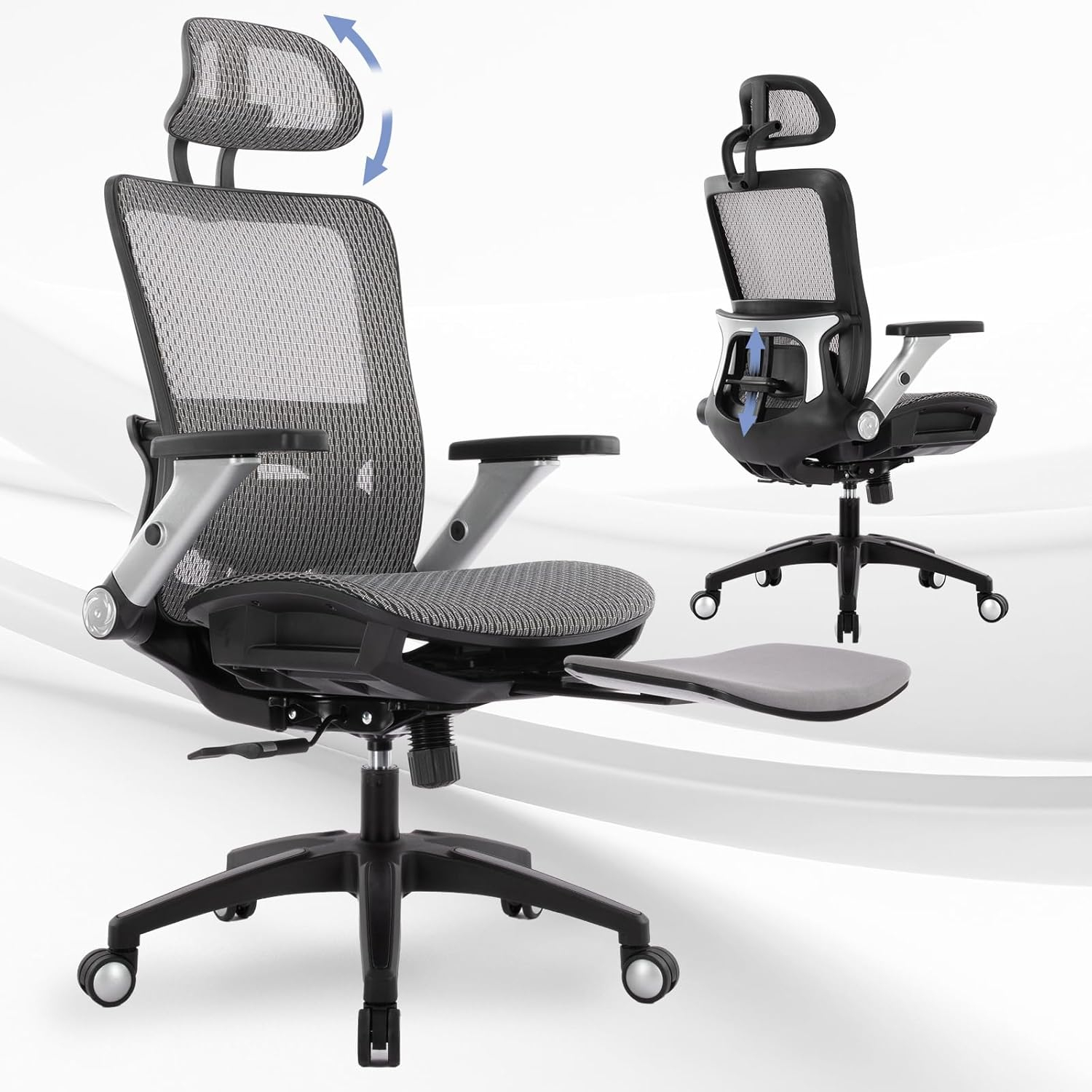 Amazon.com: Ergonomic Mesh Office Chair With Footrest, High Back ... pertaining to
