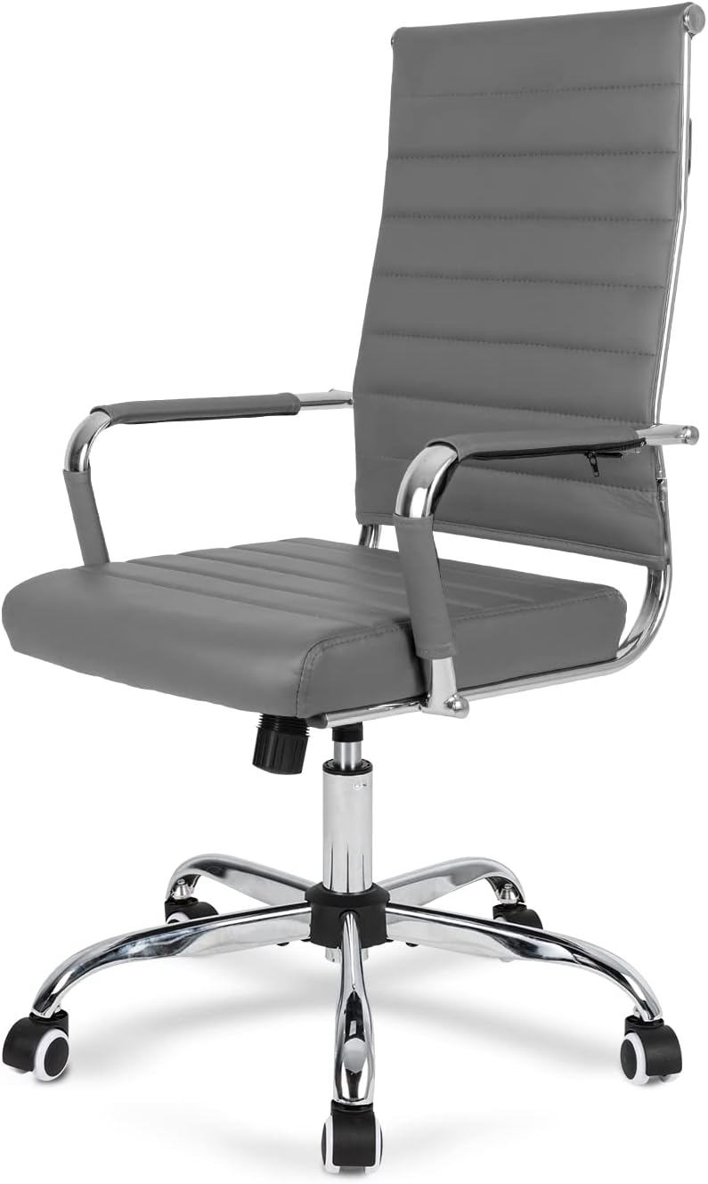 Amazon.com: Okeysen Grey Office Desk Chair, Ergonomic Leather Modern ... with regard to