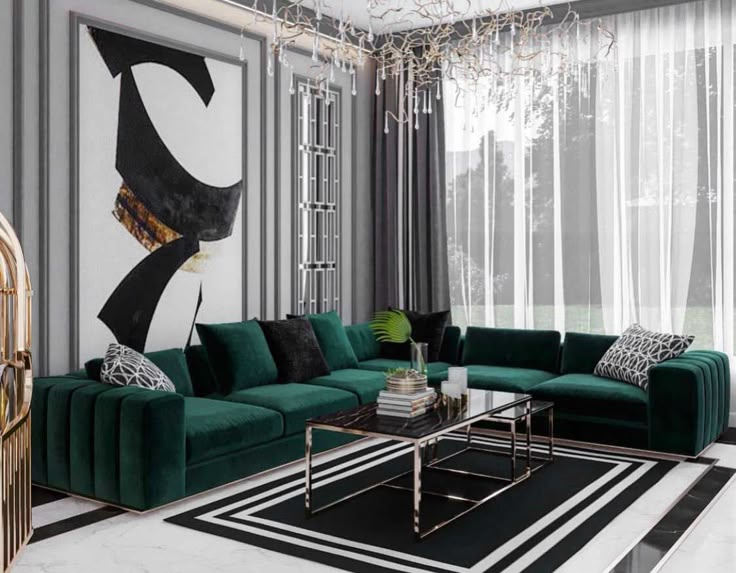 Your Guide to a Chic Black and Green Living Room Refresh