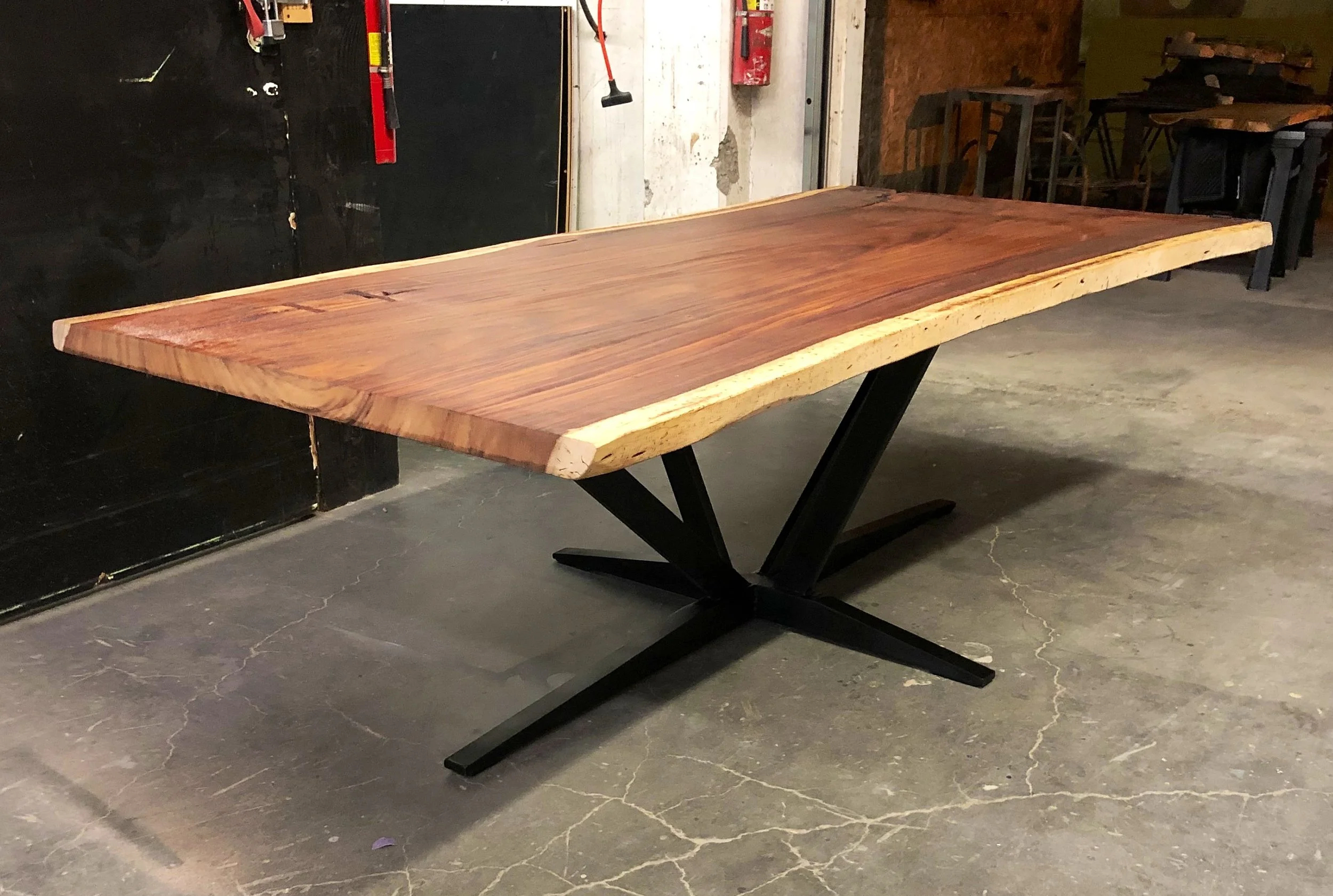 Beautiful Live Edge Dining Table With Custom Base - P10671 ... in Living Edge Wood Dining Table