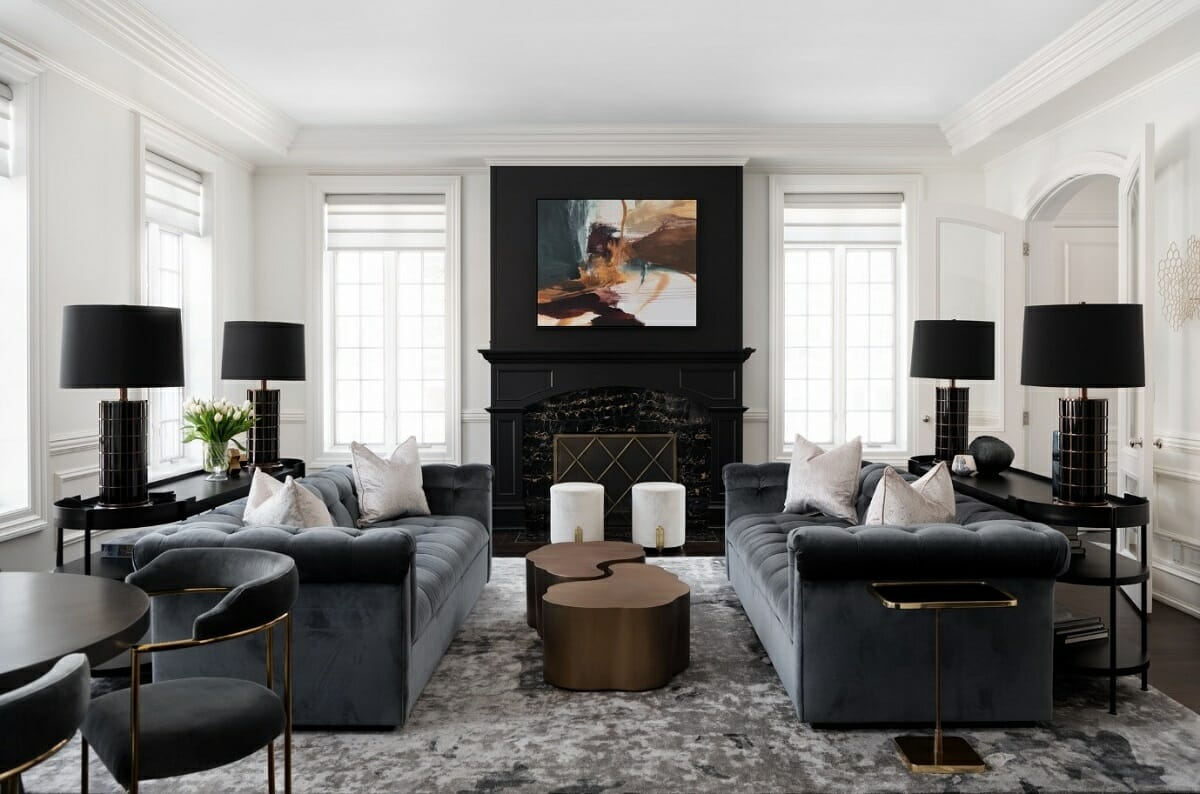 Before And After: Sophisticated Black And White Living Room - Decorilla ... for Discovering the Power of Black and White in Modern Interior Design