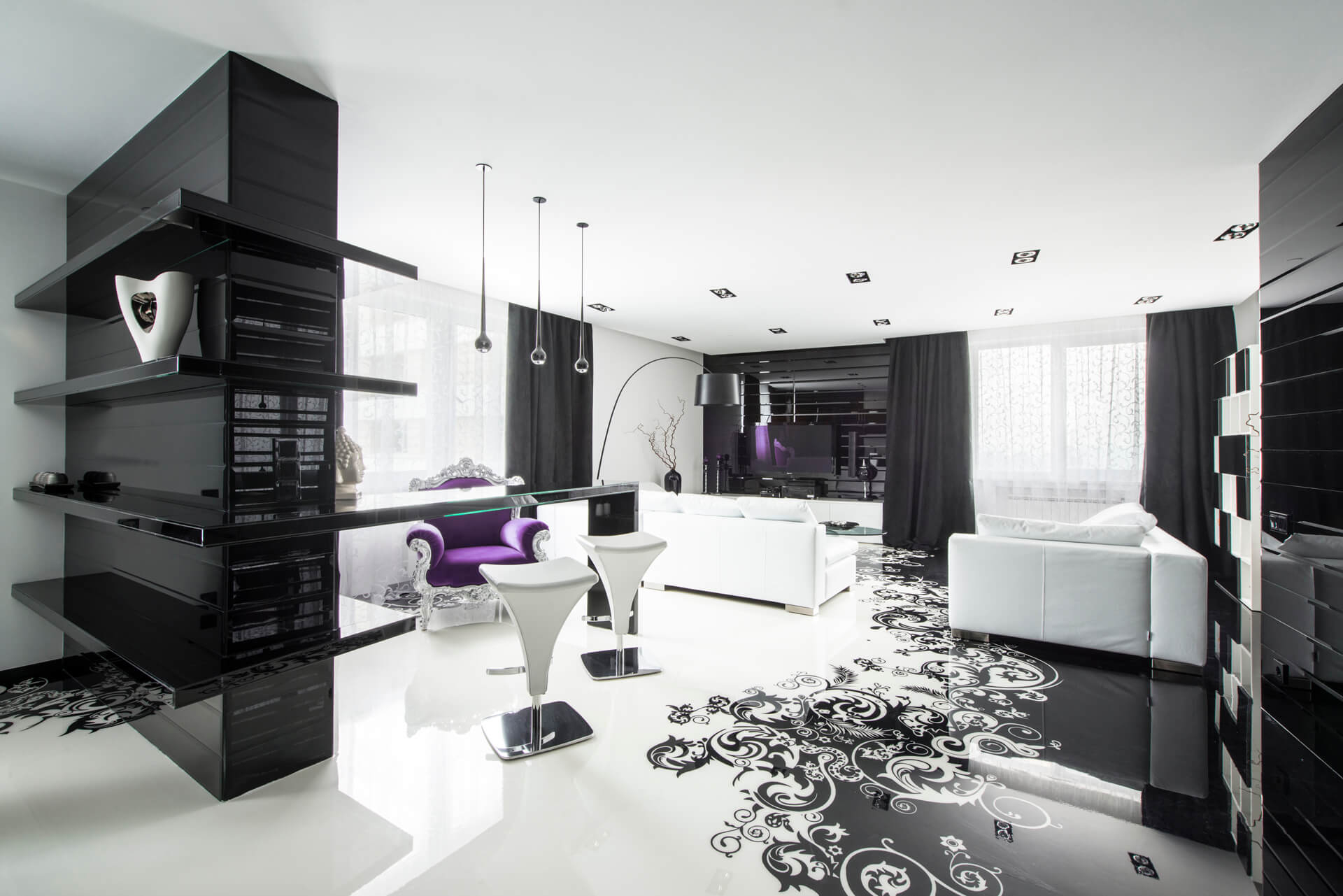 Black And White Interior Design Ideas: Modern Apartment By ... inside Black And White Interior Design Ideas