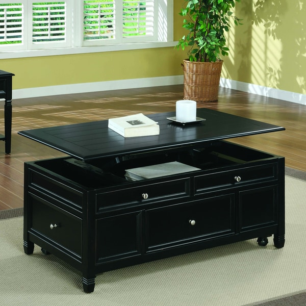 Black Solid Wood Lift Top Storage Cocktail Table - Overstock™ Shopping ... inside Discover the Versatility of Solid Wood Lift Top Coffee Tables