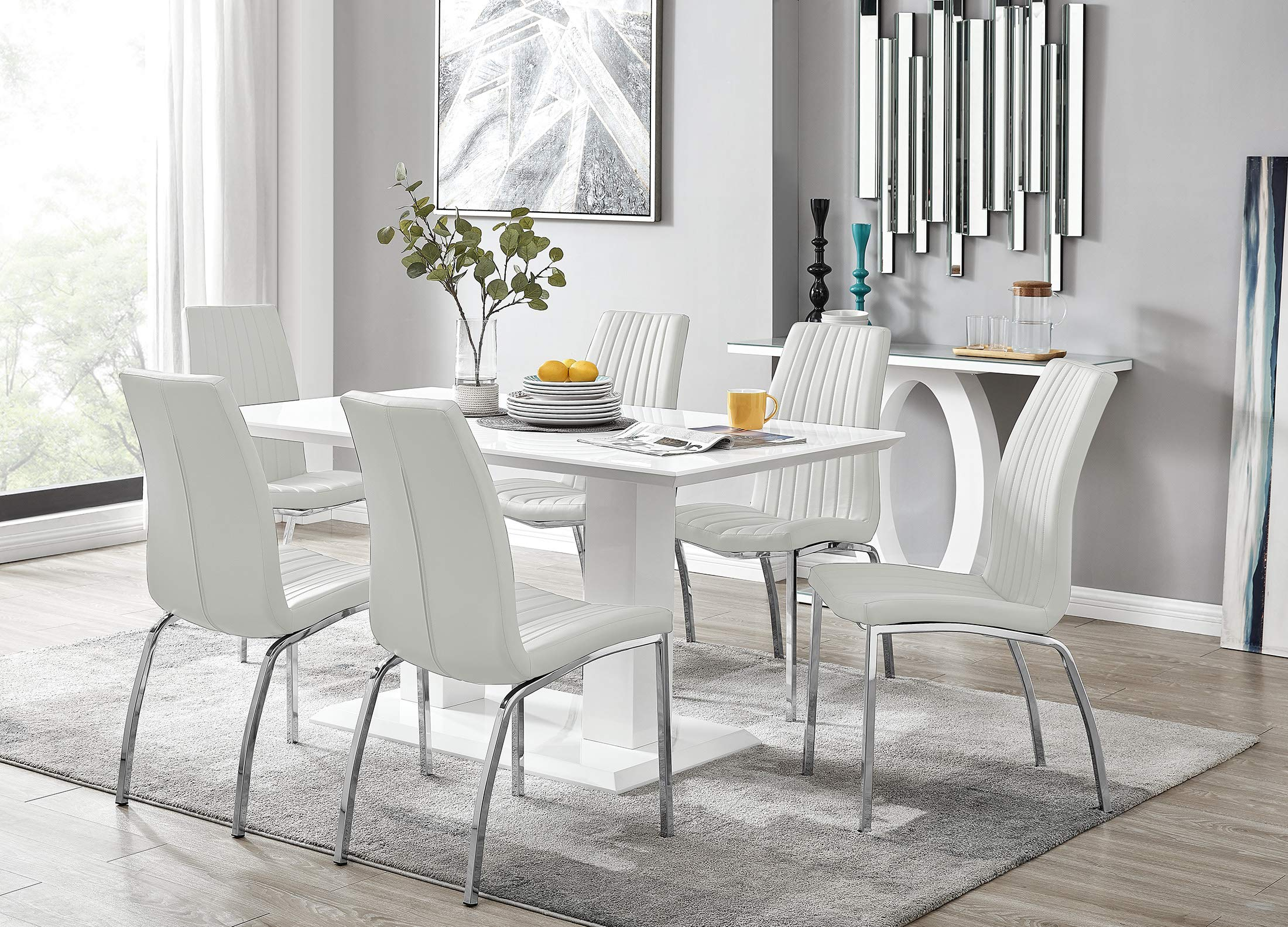Buy Imperia 6 Modern White High Gloss Dining Table And 6 Stylish Isco ... within The Enduring Appeal of White High Gloss Dining Tables in Modern Homes