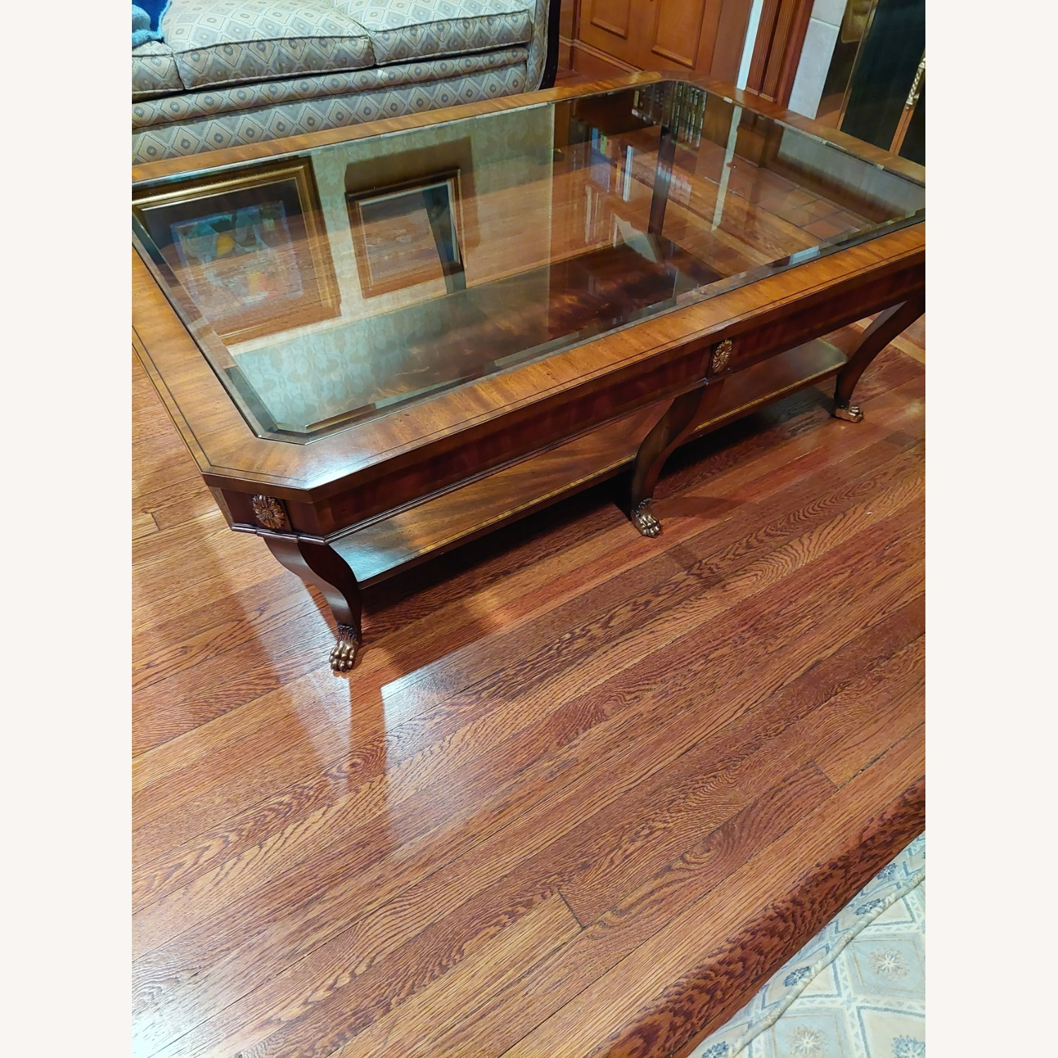 Cherry Wood And Glass Coffee Table - Aptdeco throughout Cherry Wood Coffee Table With Glass Top
