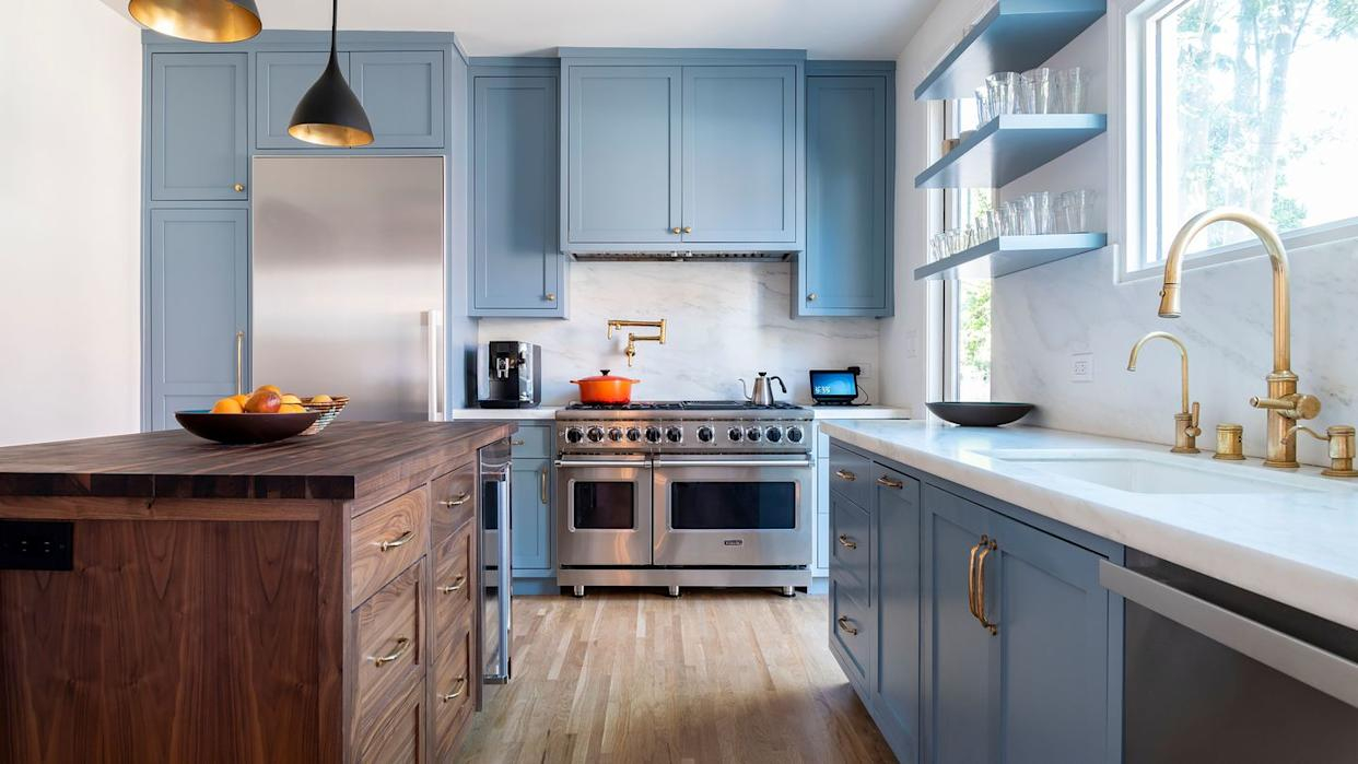 Chic Spaces That Prove Blue Kitchen Cabinets Are Here To Stay inside Transforming Spaces with Thoughtful Blue Kitchen Cabinet Selections
