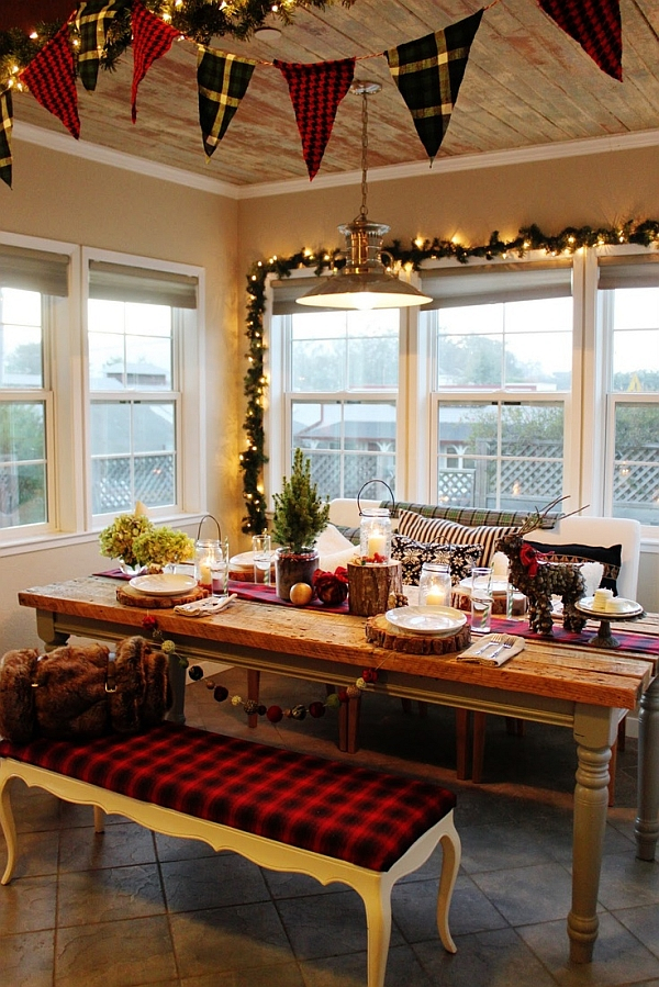 Christmas Kitchen Decoration Ideas: Curtains, Tablecloth, Windows for