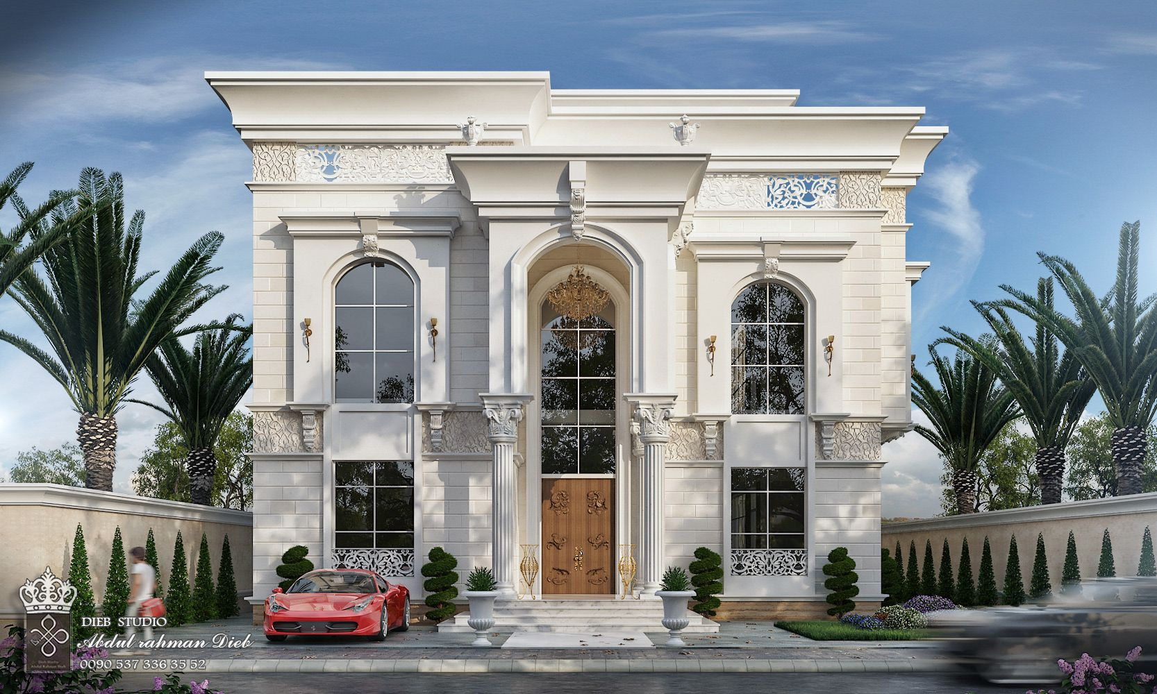 Classic Villa With White Stone On Behance Classic House Exterior ... within Classic Home Design Ideas