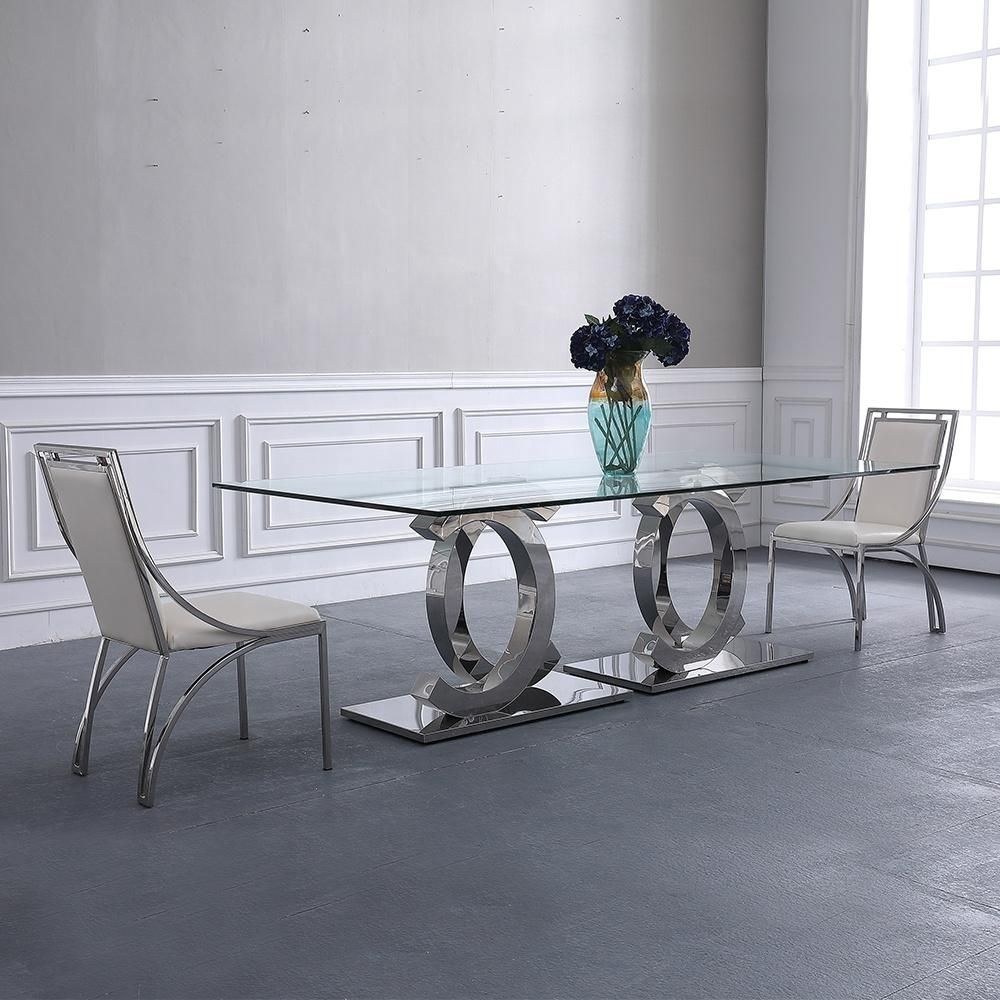 Clean-Lined Glass Top Rectangle Dining Table | Rectangle Dining Table ... in Exploring the Enduring Appeal of Glass Top Rectangle Dining Tables