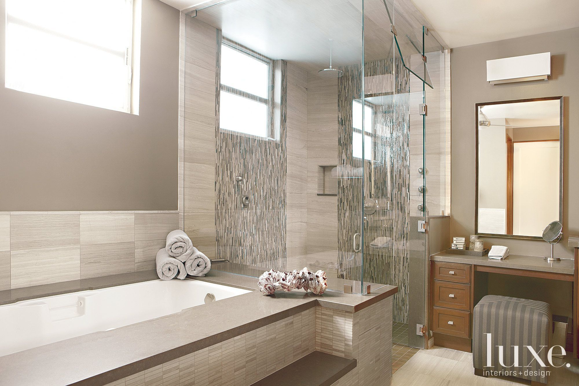 Clever Transition From Tub To Shower | Contemporary Master Bathroom ... for