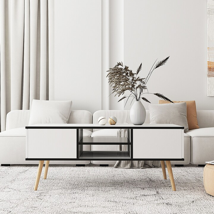 Coffee Table, Computer Table, Solid Wooden Leg Support, Large Storage ... in