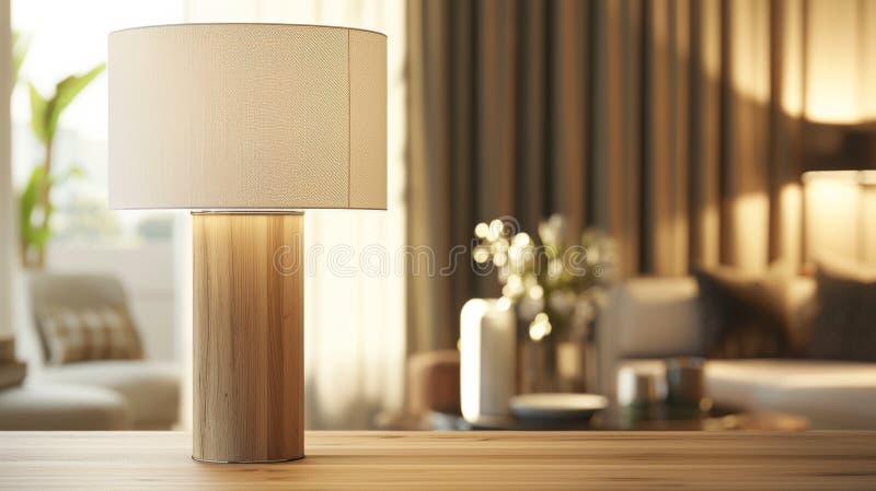 Contemporary Wooden Table Lamp In Modern Living Room Interior, Cozy ... throughout