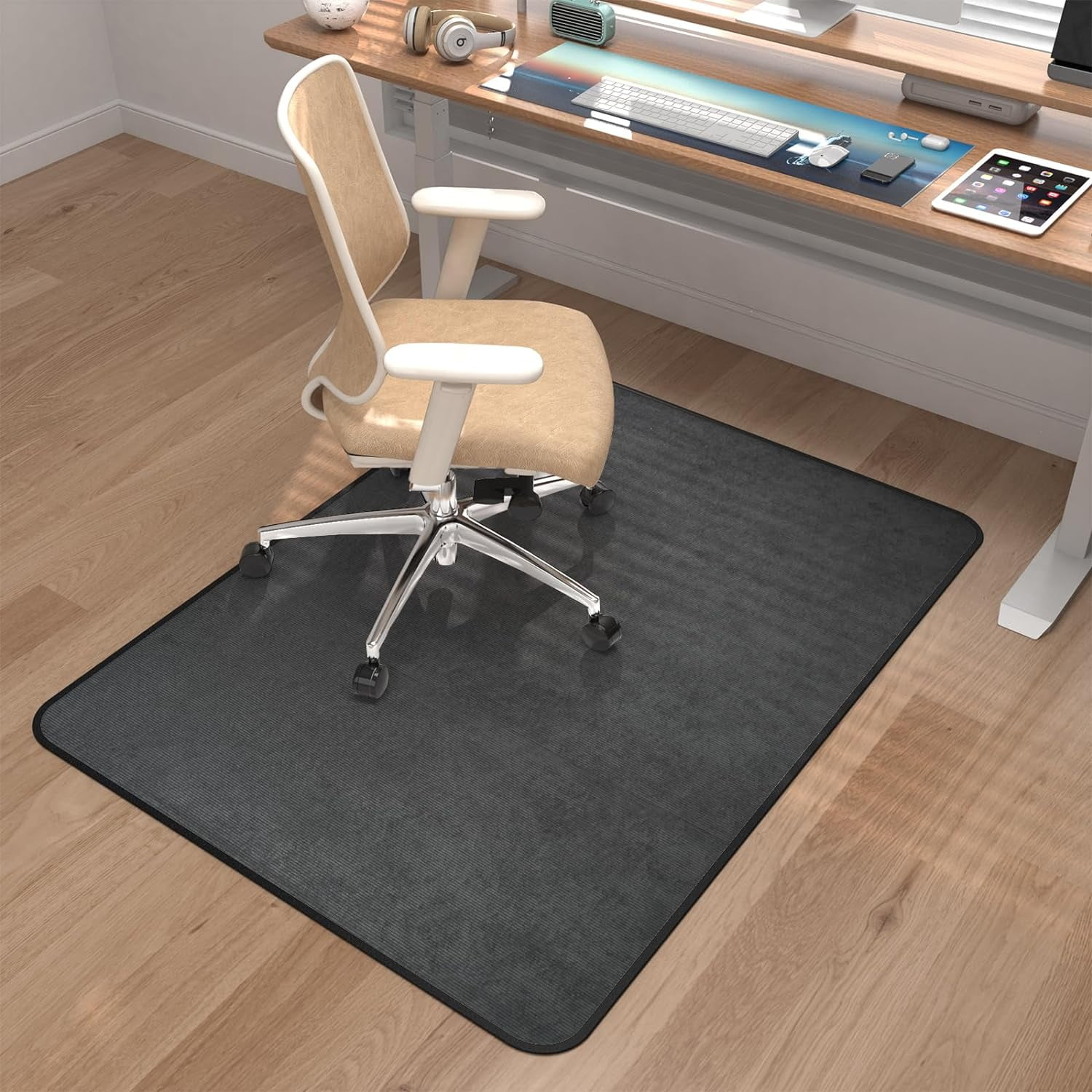 Corduroy Heavy Duty Office Chair Mat For Carpet &amp;Amp; Hardwood Floors, Tri ... in