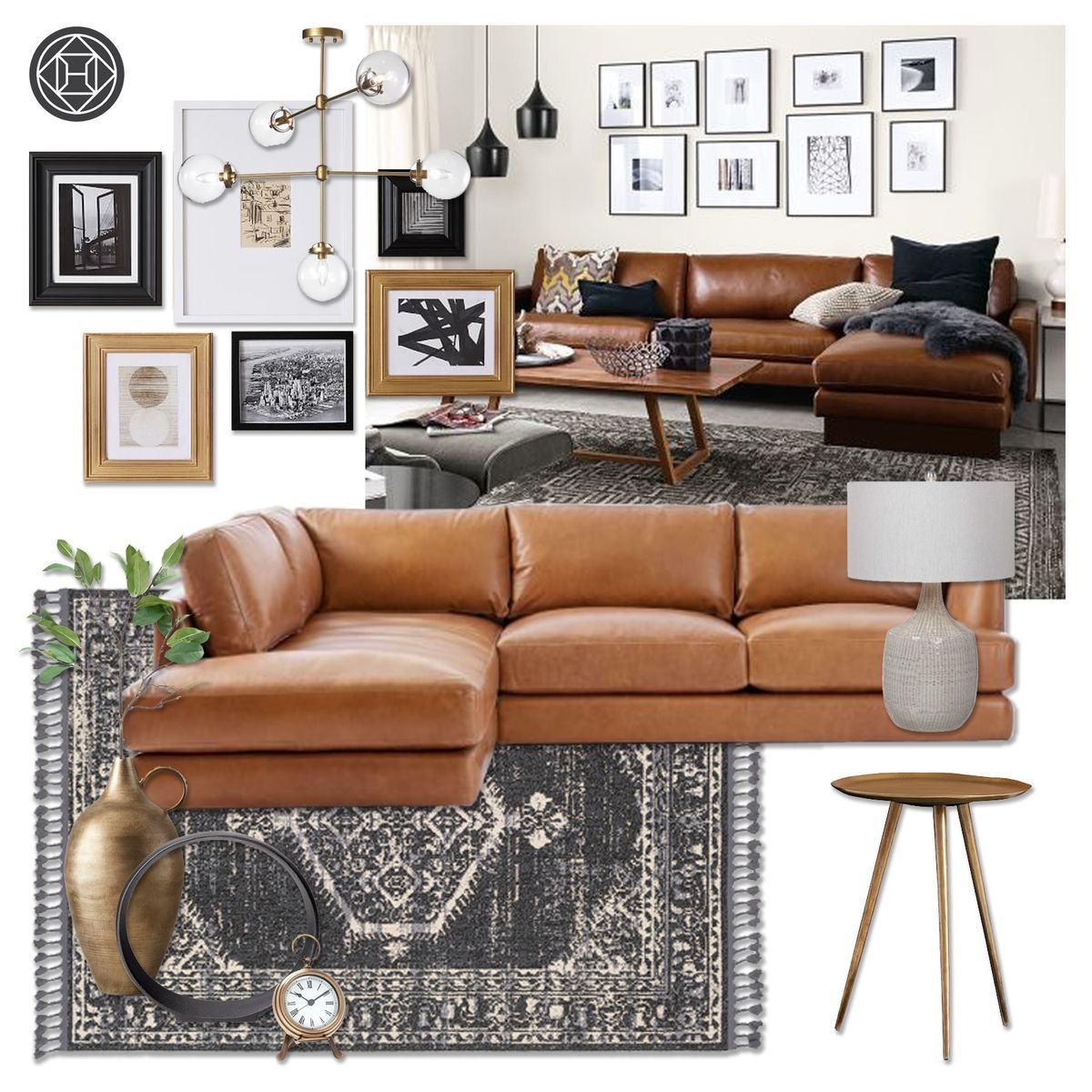 Cozy Living Room With Leather Couches inside
