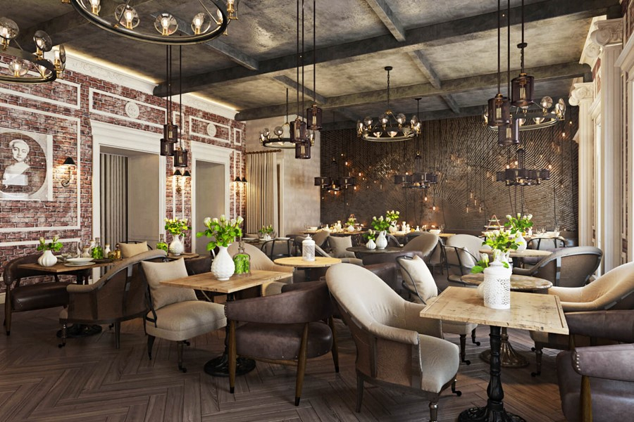 Cozy Restaurant Interior Design intended for