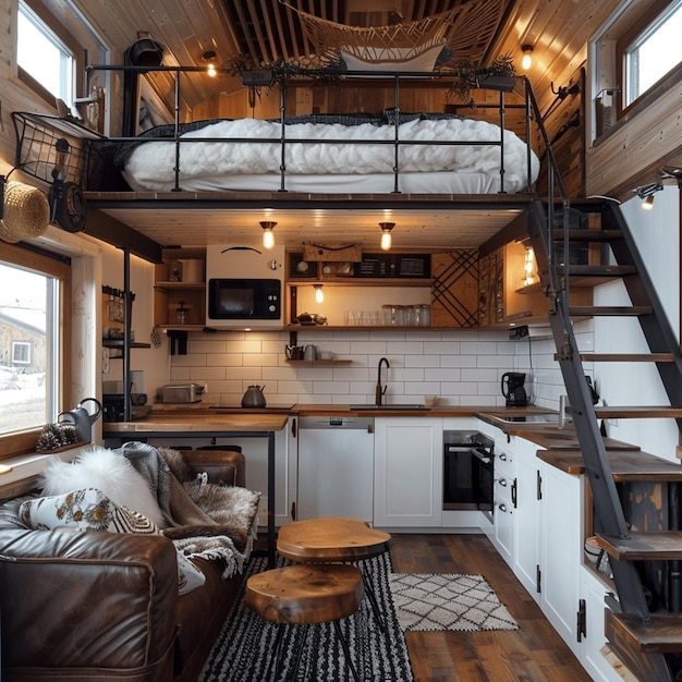 Cozy Tiny House Interior With Rich Architecture Design | Premium Ai ... for From Cramped to Cozy Expert Tiny Home Interior Tips