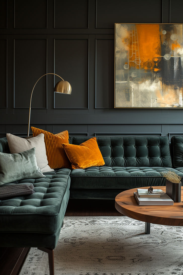 Creating A Moody Mid Century Modern Living Room: 20 Decor Tips In 2024 ... within Your Guide to a Chic Black and Green Living Room Refresh