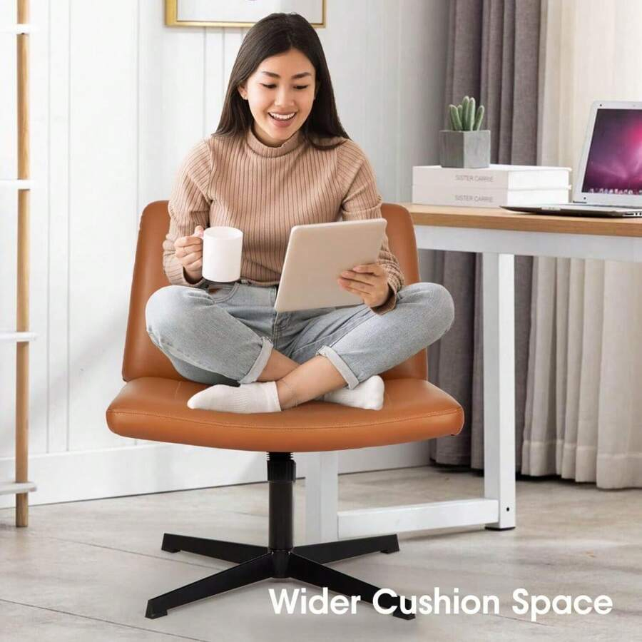 Criss Cross Chair Armless Office Chair No Wheels Modern Swivel Height ... with regard to