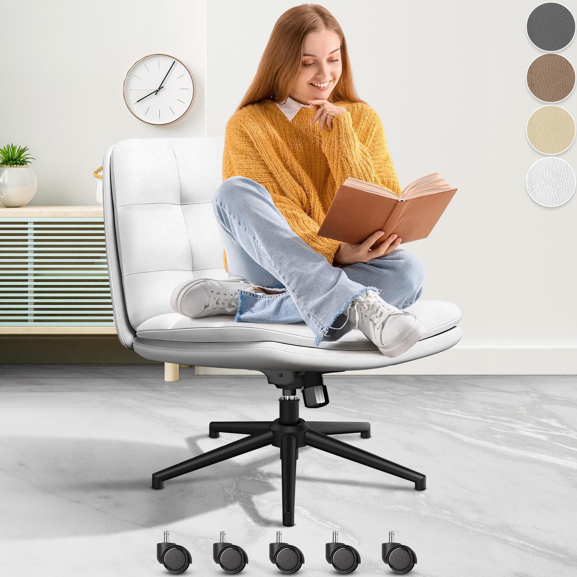 Criss Cross Desk Chair For Cross Legged Sitting, Easy To Assemble White ... intended for