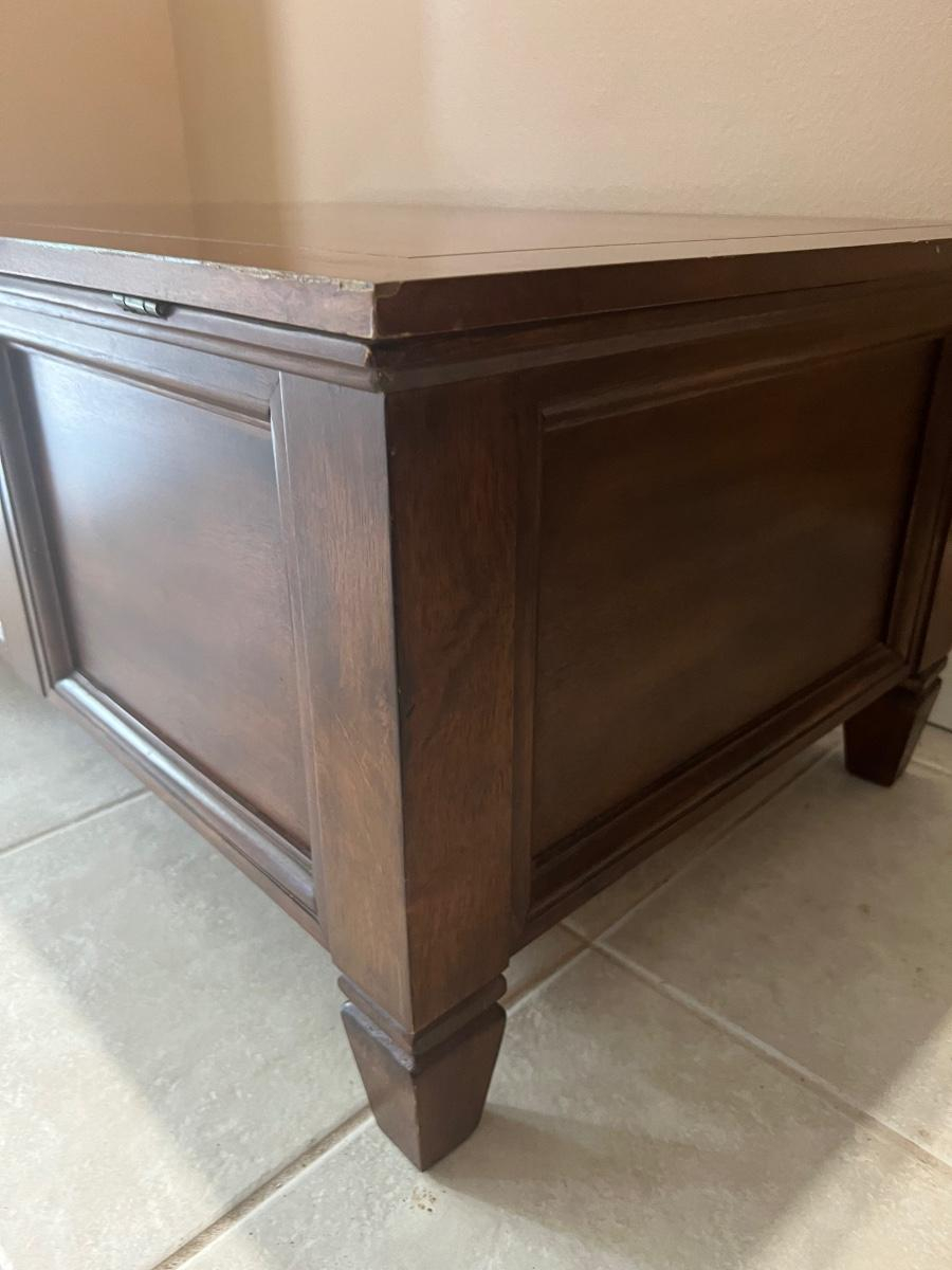 Dark Wood Storage Coffee Table *Read Details | Estatesales.org regarding From Messy to Masterpiece Elevating Your Dark Wood Coffee Table&amp;#039;s Functionality