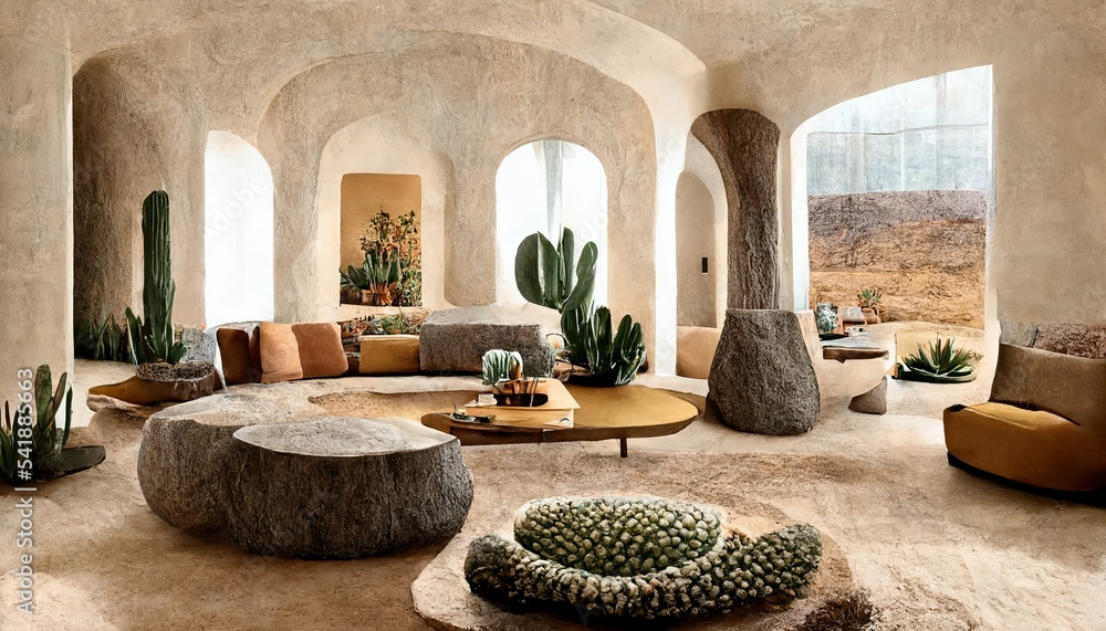 Desert Style Home Living Room Interior Design Illustration Stock ... for From Sun-Kissed Hues to Tactile Layers Inspiring Desert Interior Design