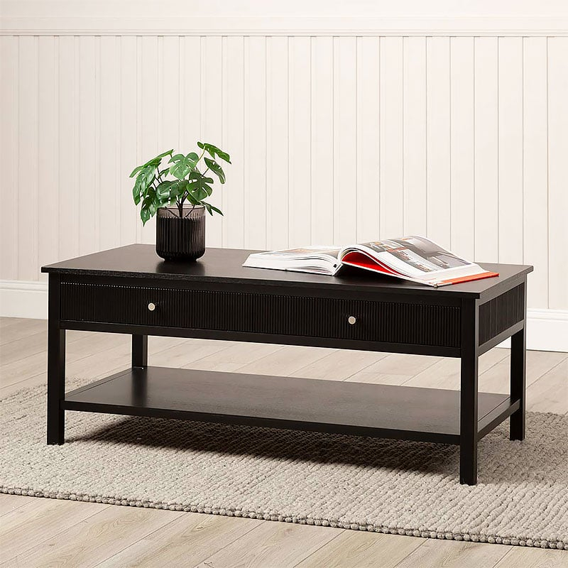 Ebony Black Wood 2 Drawer Coffee Table | Picture Perfect Home pertaining to Caring for Your Dark Wood Coffee Table Key Tips for UK Owners