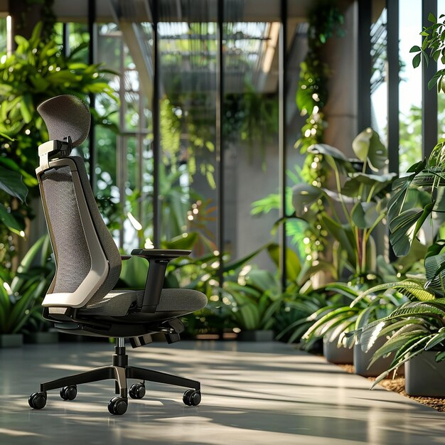 Ergonomic Green Chair In Sustainable Office | Premium Ai-Generated Image intended for Sustainable and Stylish Office Chairs Crafted in the USA
